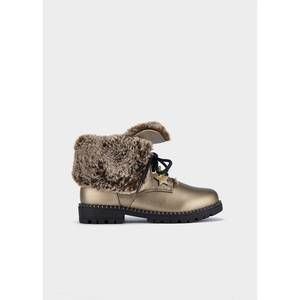 NEW MAYORAL big kid's faux fur lined biker boots mid in bronze